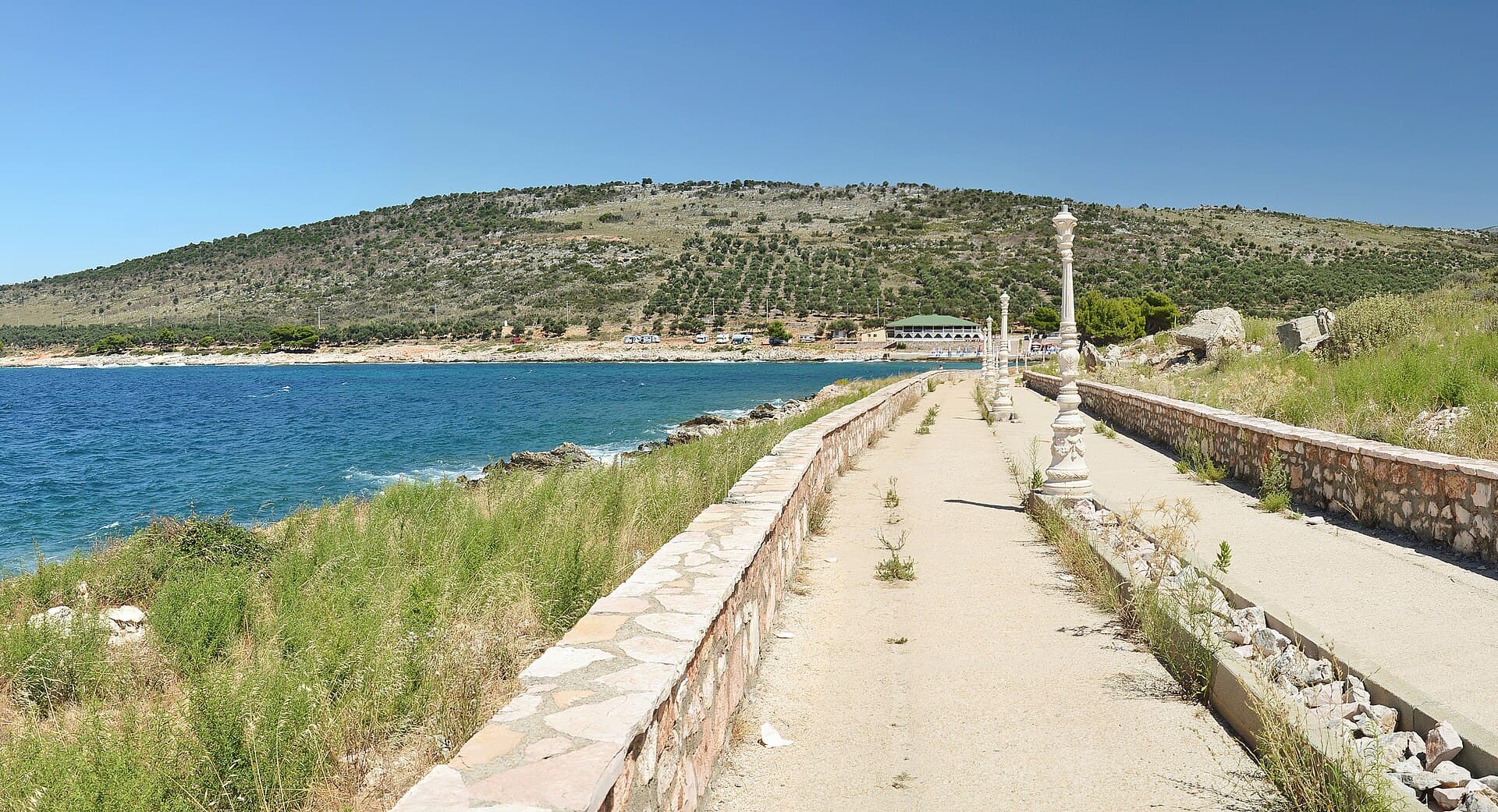 Ksamil promenade and turquoise water