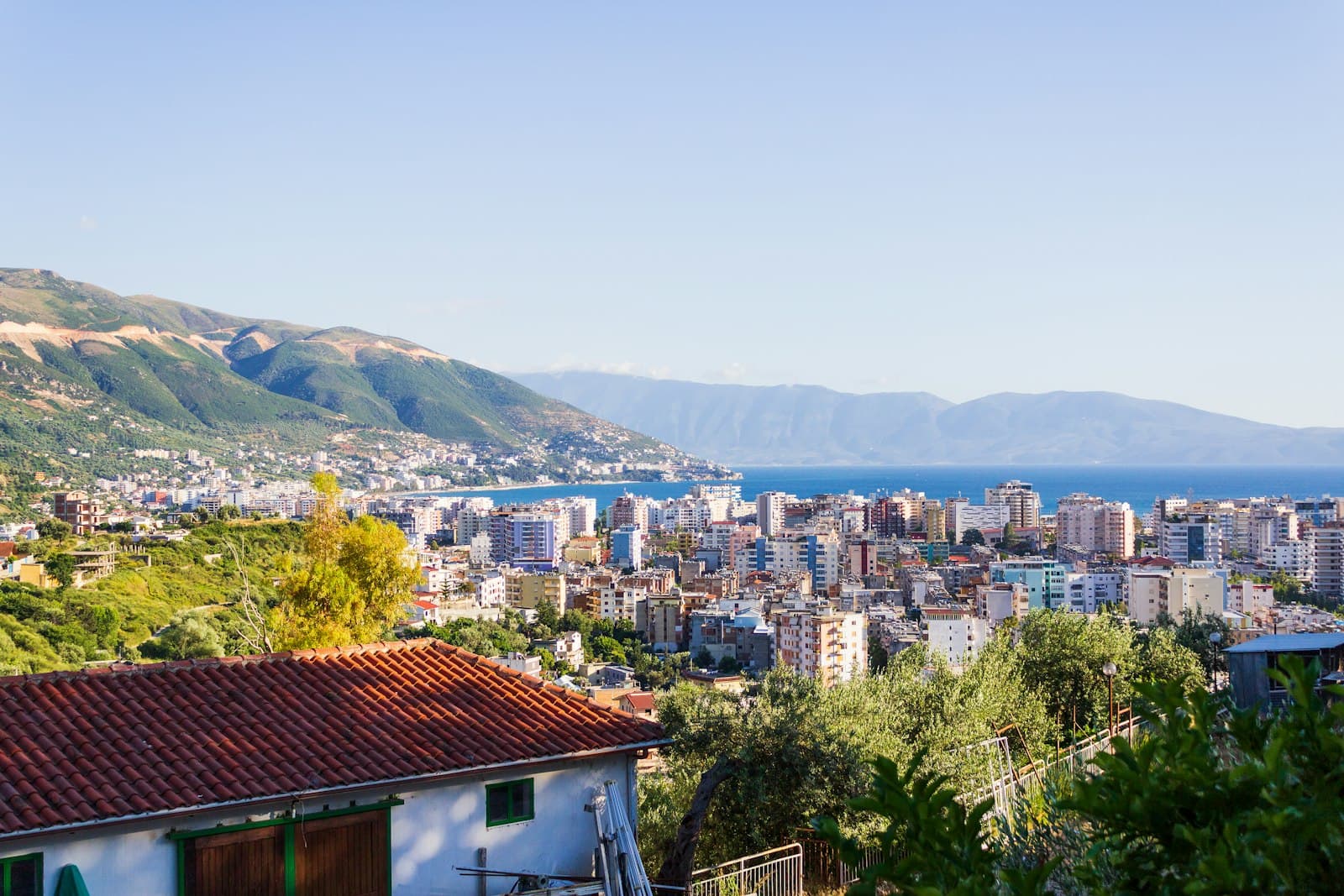 Aerial view of Vlorë on the Albanian coast